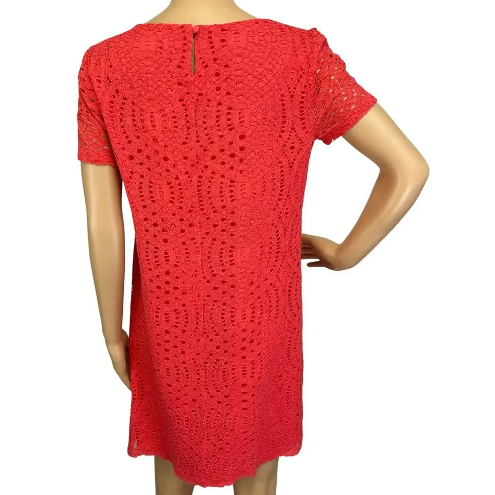 2/$30 J. Crew Lace Dress with Scalloped Hem Coral Red H5408 Size 4